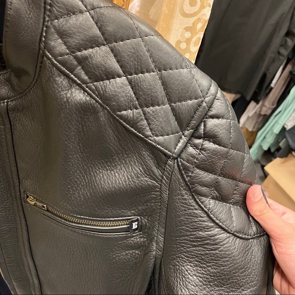 BLACK DEER LEATHER BIKER JACKET - Picture 2 of 6